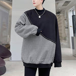 Plaid Stitching Irregular Sweatshirt