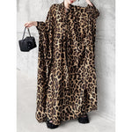 Women's Leopard Print Loose Belted Batwing Sleeve Dress