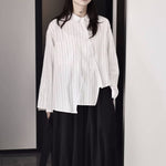 Striped Irregular Long-sleeved Shirt