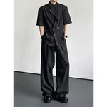 Asymmetrical Shoulder Pad Design Short-Sleeve Shirt