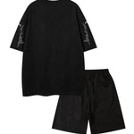 KZZ Men's Embroidery Short Sleeve Tee & Shorts Two-piece Set