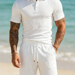 KZZ Casual slim-fit polo shirt and drawstring shorts