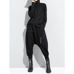 Women's Turtleneck Asymmetrical Wrap Front Paneled Long Sleeve T-shirt