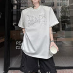 Beaded Letter Shoulder-Pad T-Shirt