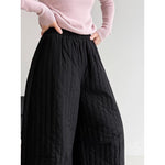 Quilted Striped Cropped Casual Trousers