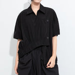 Women's Asymmetric Paneled Short Sleeve Designer Shirt