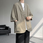 Diagonally Buttoned Loose Cardigan Shirt