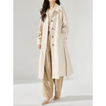 Breathable Long Lightweight Linen Rayon Draped Trench Coat