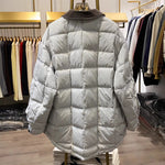 Color-blocked Lapel Zip-up Down Jacket