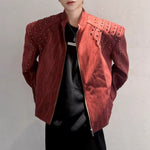 Retro Punk Short Padded Shoulder Leather Jacket