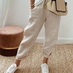 Solid Color Insert Pocket Drawstring Casual Pants