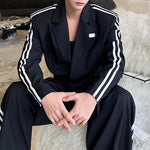 Spring Cropped Blazer Wide Leg Pants Two-Piece Suit