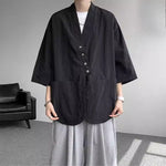 Diagonally Buttoned Loose Cardigan Shirt