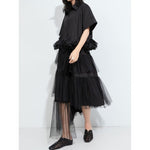 Women's Asymmetric Hem Elastic Waist Puffy Tulle Skirt
