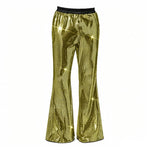 Elastic-waist Sequined Wide Leg Pants Stage Performance Party Trousers