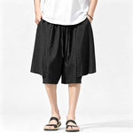 Ice Silk Loose-fitting Faux Two-piece Shorts