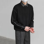 Color-blocked Faux Two-piece Knit Sweater