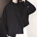 Striped Irregular Long-sleeved Shirt