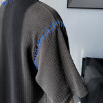 Contrast Stitching Crew Neck 3/4 Sleeves Top