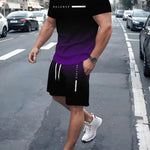 KZZ Men's Gradient Short-Sleeve Gym Set