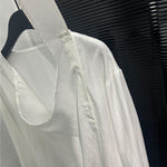 Asymmetric Neckline Tie-Detail Long-Sleeve Shirt