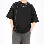 Topstitched Crew Neck Loose T-shirt