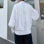 Vintage Stand Collar Pleated Shirt
