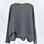 Women's Wavy Hem Casual Round Neck Shirt