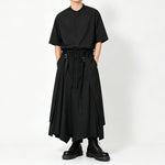 Japanese High-Waisted Drawstring Wide-Leg Pants