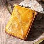 Hand Made Retro Genuine Leather Zipper Wallet