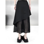 Women's Asymmetric Vest Shirt Mesh Patchwork Skirt Two-piece Set