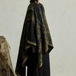 Ink Painting Split Double-sided Knitted Shawl