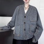 V-neck Loose-fitting Knitted Cardigan