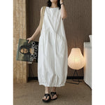 Women's Japanese Loose Crew Neck Sleeveless Balloon Dress