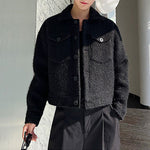 Solid Color Cropped Knit Jacket
