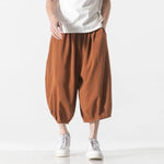 Retro Ice Silk Linen Over-the-Knee Pants
