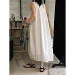 Women's Japanese Loose Crew Neck Sleeveless Balloon Dress