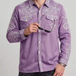 KZZ Men's Vintage Western Long-Sleeve Shirt