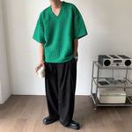 Solid V-Neck Pullover Half Sleeve T-Shirt