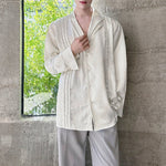 Double-layered Collar Handmade Pearl Draped Shirt