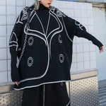 Reversible Turtleneck Pullover Loose Sweater