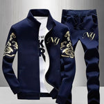 KZZ Men's Stylish Stand-Collar Sports Set