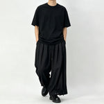 Japanese Elastic-waist Casual Cropped Wide-leg Pants