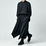 Japanese Lyocell Draped Loose Stand Collar Shirt Pants Two-piece Set