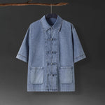 Denim Loose Button-Up T-Shirt