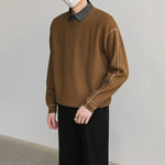 Color-blocked Faux Two-piece Knit Sweater