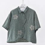 Women's Floral-patterned Curved Hem Shirt