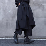 Faux Two-piece Wide-leg Asymmetrical Skirt Pants