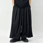 Japanese Elastic-waist Casual Cropped Wide-leg Pants