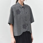 Women's Floral-patterned Curved Hem Shirt